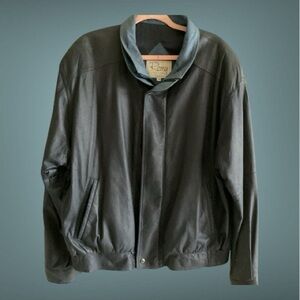 Remy Lamb Leather Navy Blue Double Collar Jacket 44